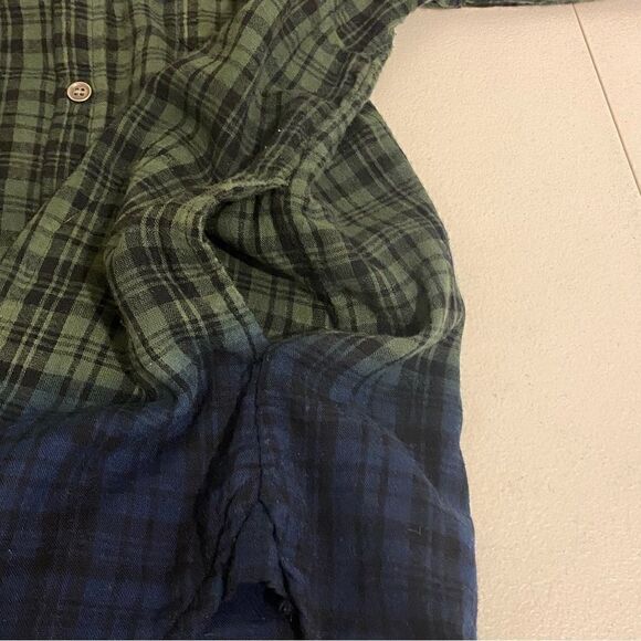 Women’s Dear John Long Sleeve Button Down Plaid Blue Green Size L Pockets - Picture 6 of 12